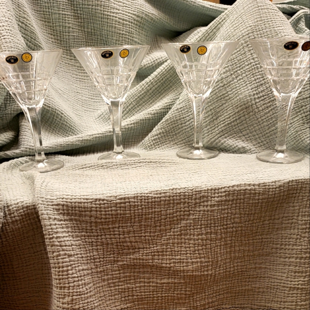 Bohemia Czech Crystal Martini Glasses (4)